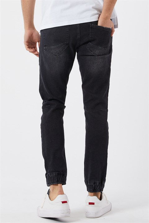 Erkek Siyah Yıpratmalı Skinny Jeans Pantolon