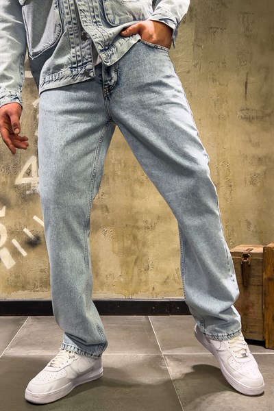 Erkek Buz Mavisi Baggy Jeans
