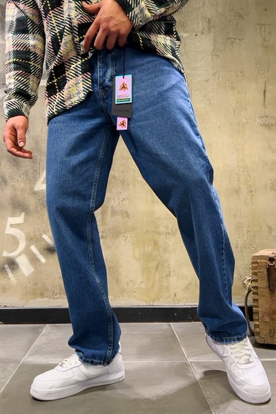 Erkek Mavi Baggy Jeans